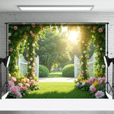 Aperturee - Aperturee Summer Glow Greenery Rose Manor Gate Wedding Backdrop